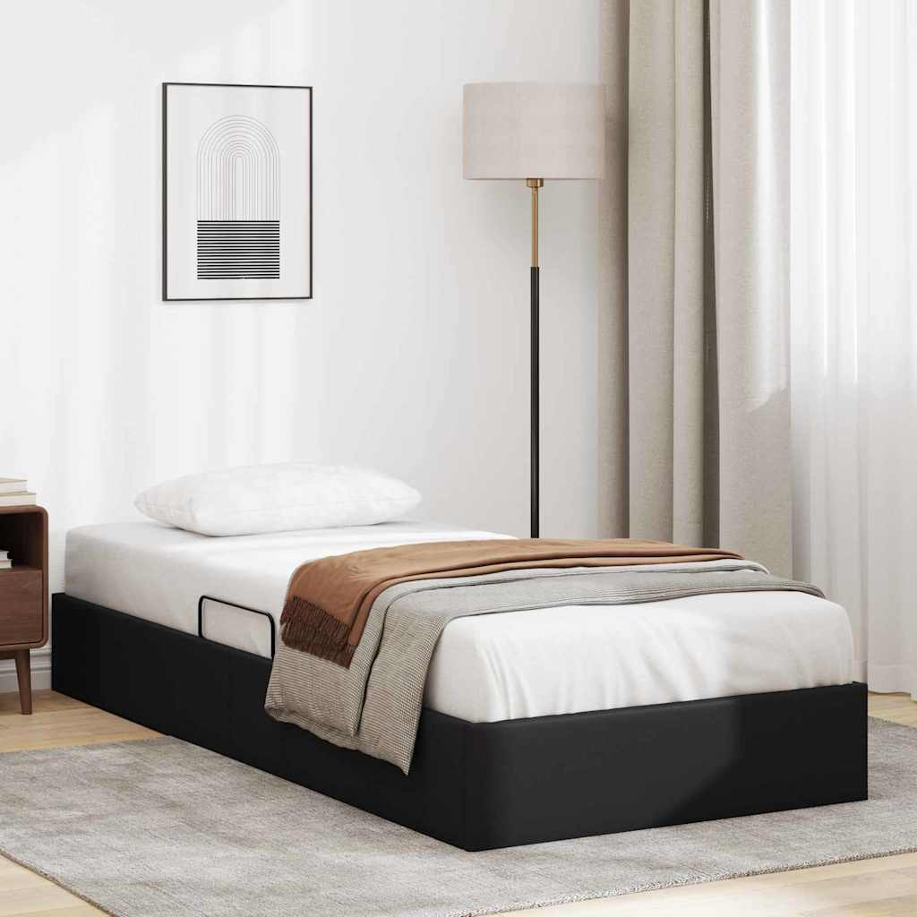 vidaXL Storage Bed with Storage Black 100 x 190 cm Faux leather