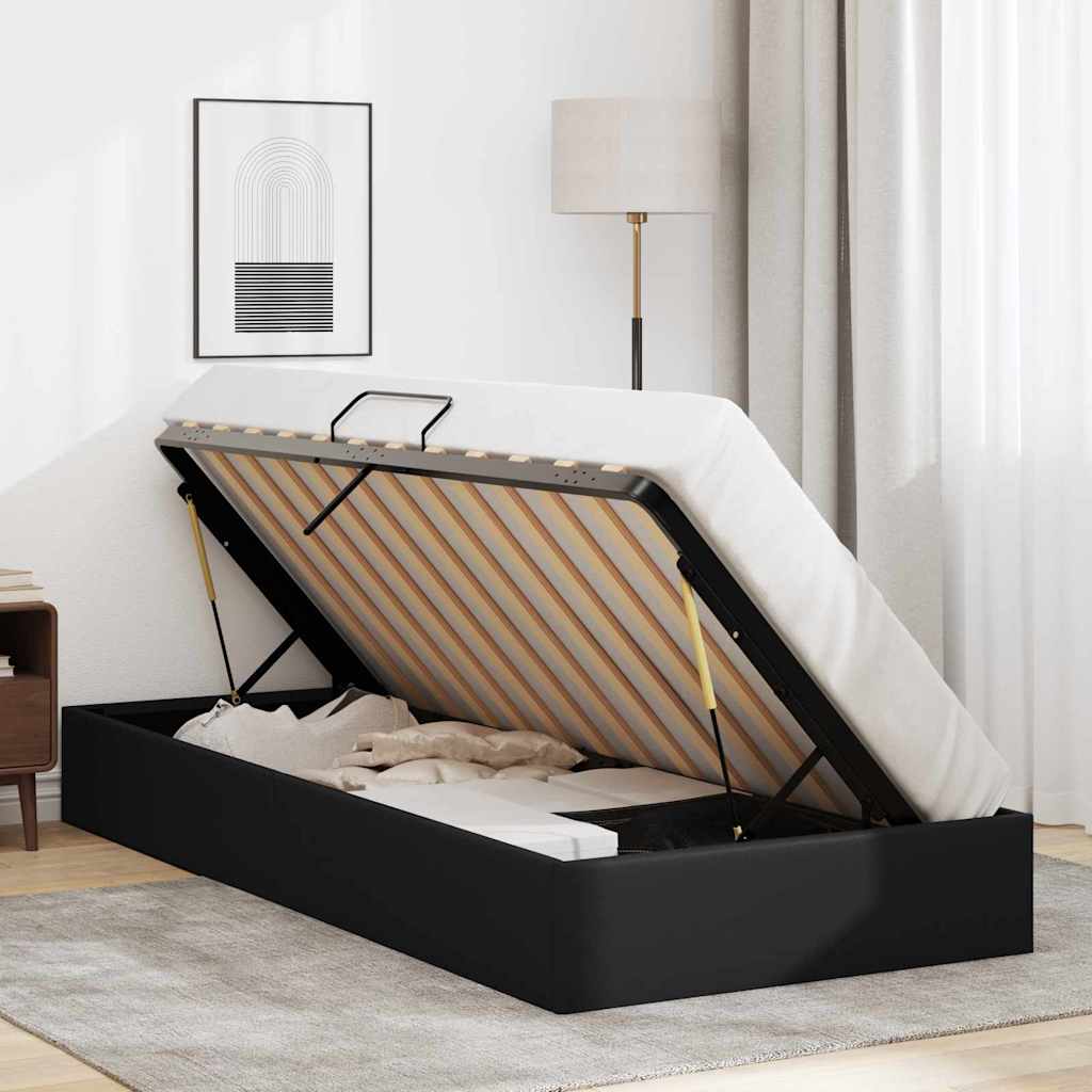 vidaXL Storage Bed with Storage Black 100 x 190 cm Faux leather