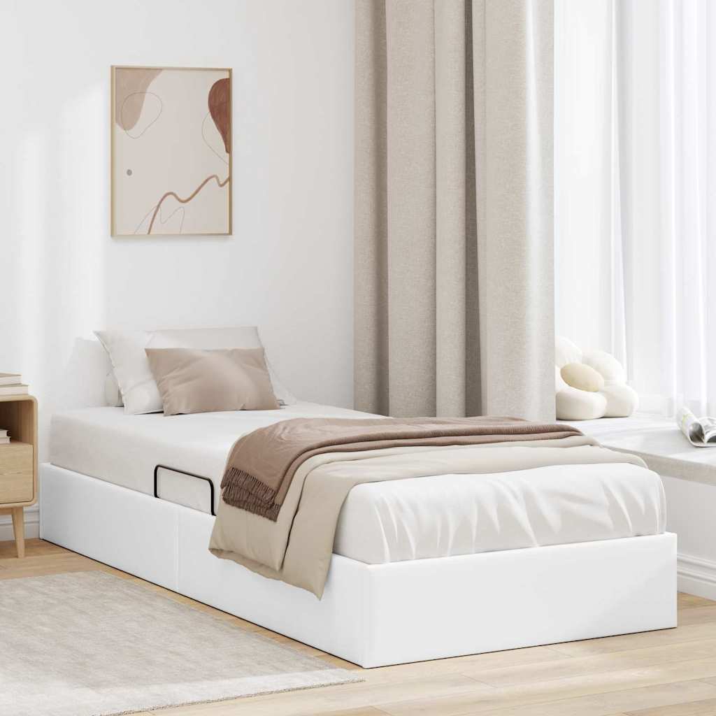 vidaXL Storage Bed with Storage Pure White 100 x 190 cm Faux leather