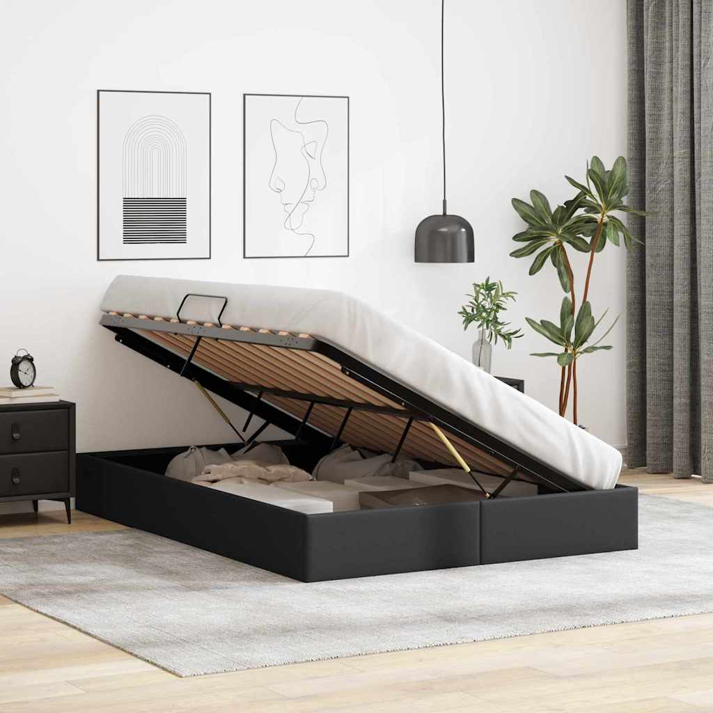 vidaXL Storage Bed with Storage Black 137 x 190 cm Faux leather