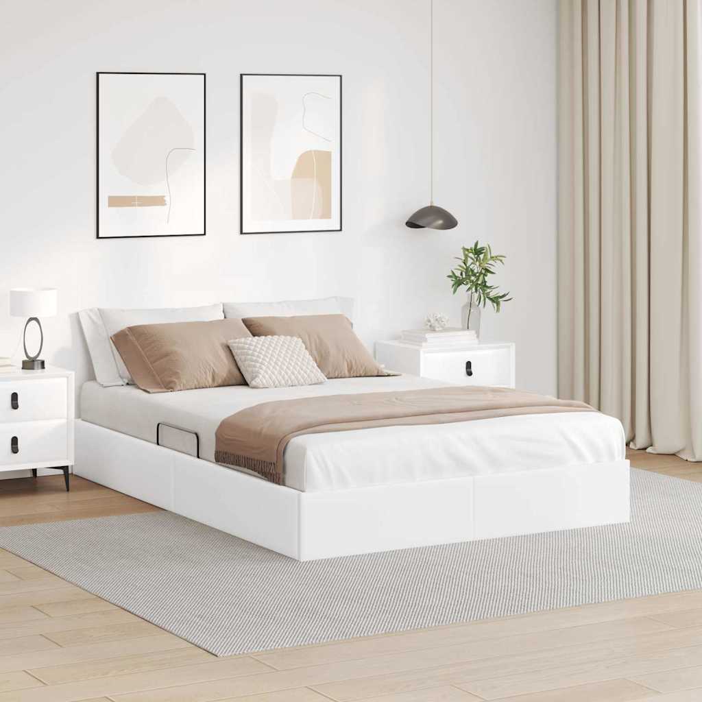 vidaXL Storage Bed with Storage Pure White 137 x 190 cm Faux leather
