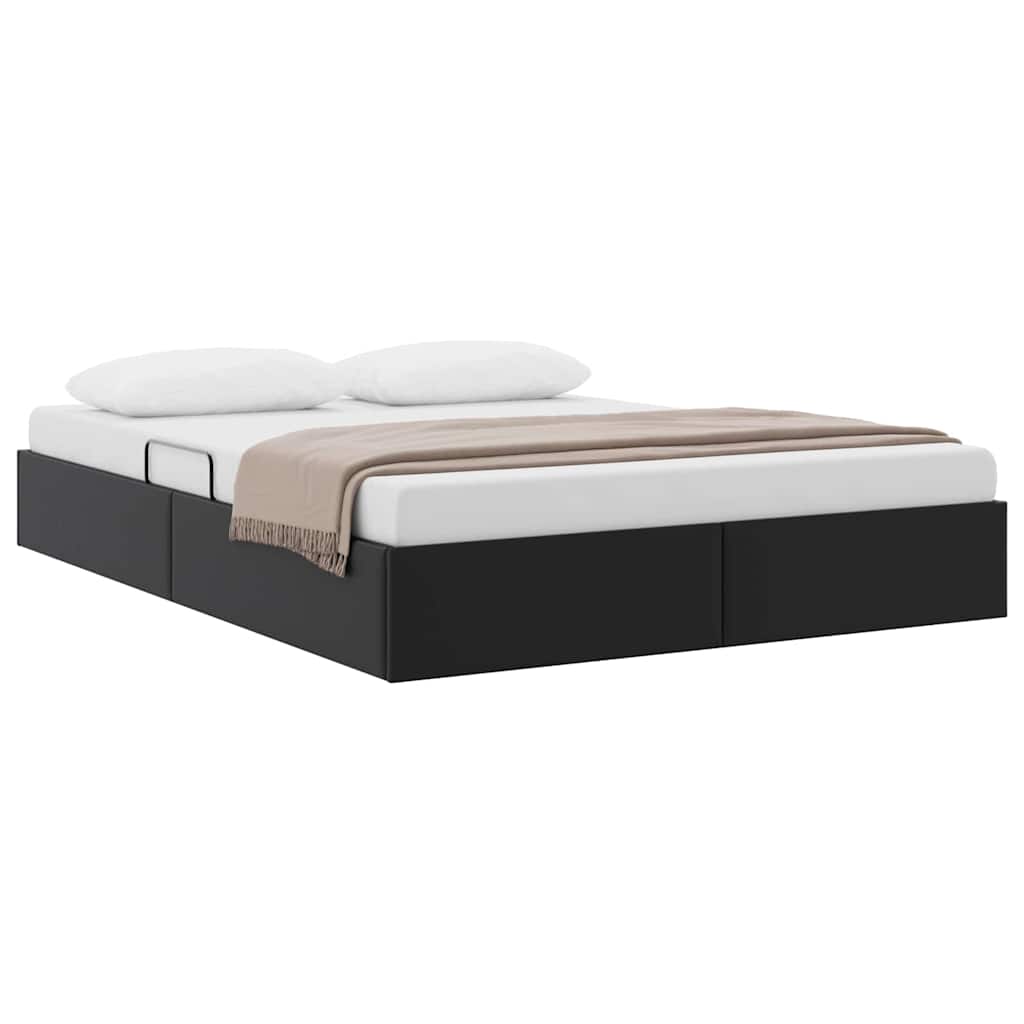 vidaXL Storage Bed with Storage Black 153 x 203 cm Faux leather