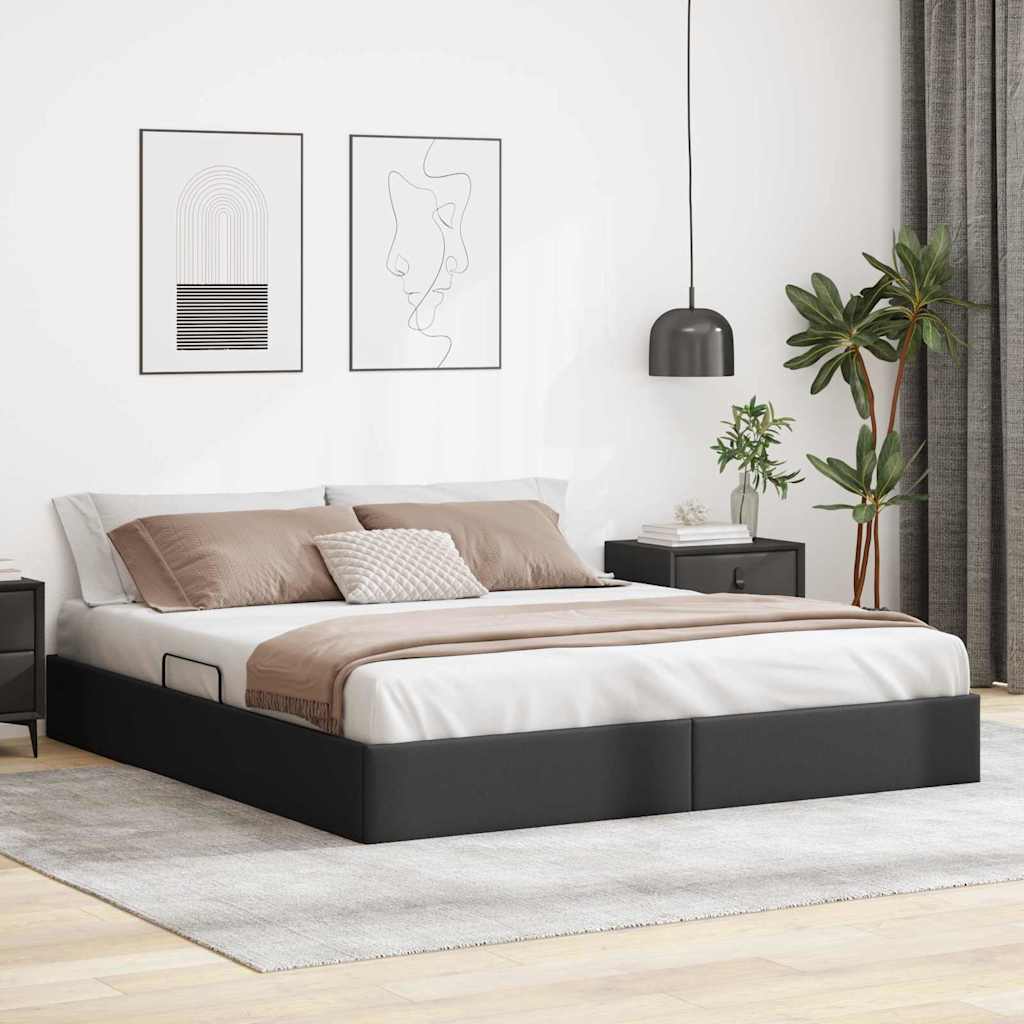 vidaXL Storage Bed with Storage Black 193 x 203 cm Faux leather