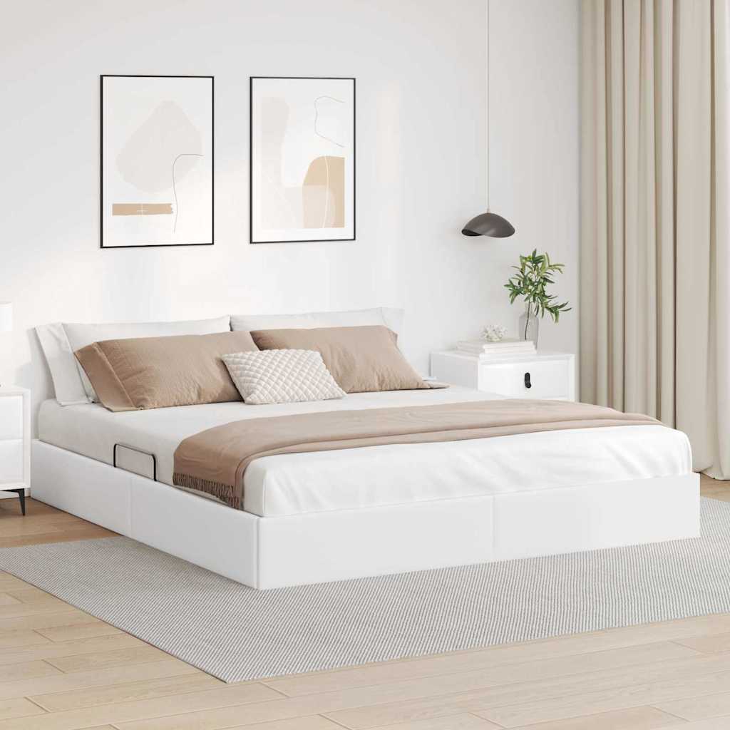 vidaXL Storage Bed with Mattress Pure White 183 x 213 cm Faux leather