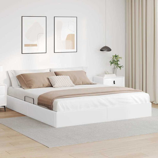vidaXL Storage Bed with Storage Pure White 183 x 213 cm Faux leather