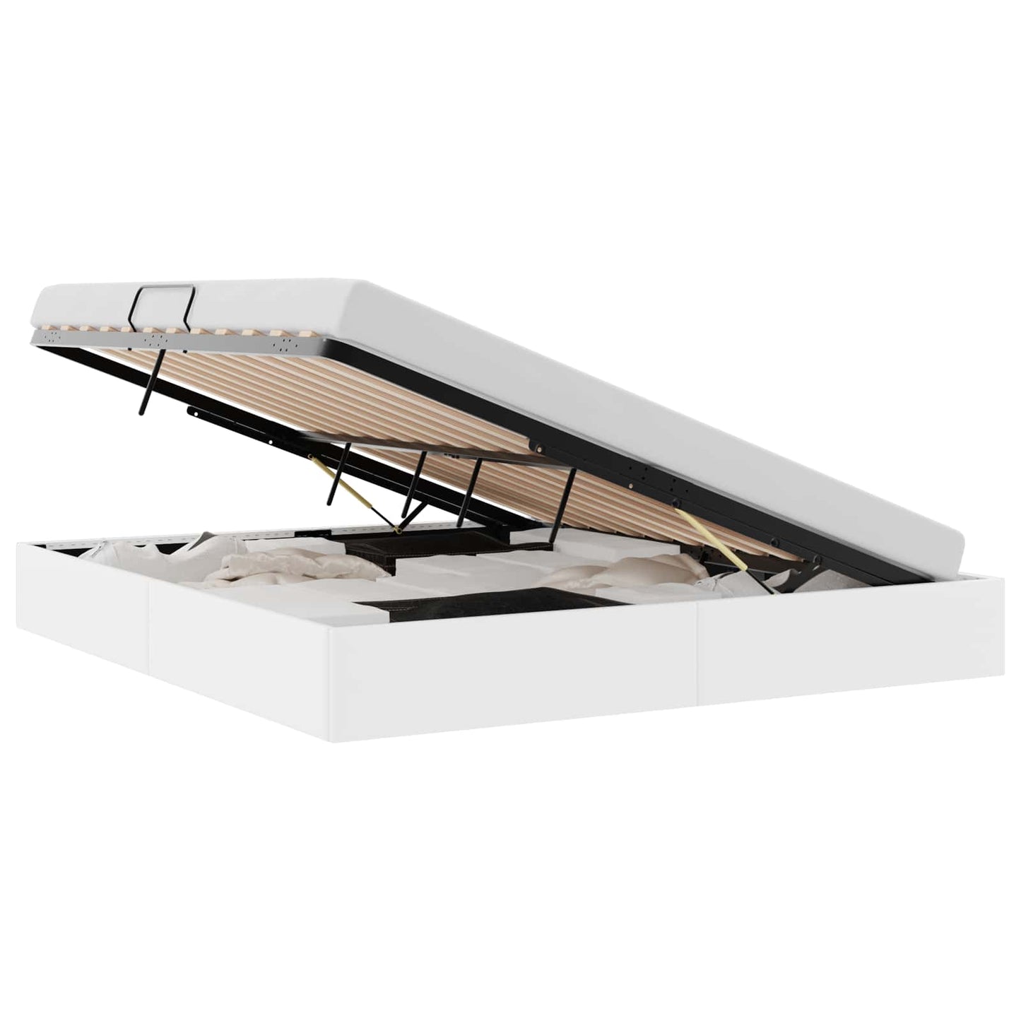 vidaXL Storage Bed with Mattress Pure White 183 x 213 cm Faux leather