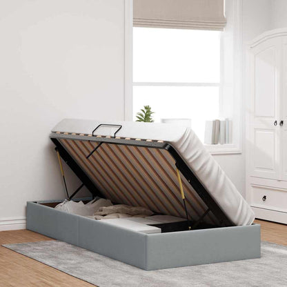 vidaXL Storage Bed with Storage Light Grey 90 x 190 cm Fabric