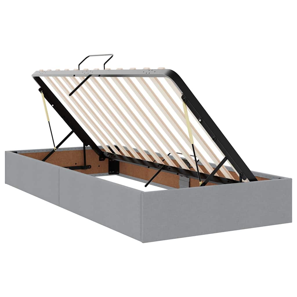 vidaXL Storage Bed with Storage Light Grey 90 x 190 cm Fabric