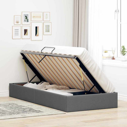 vidaXL Storage Bed with Storage Dark Grey 90 x 190 cm Fabric