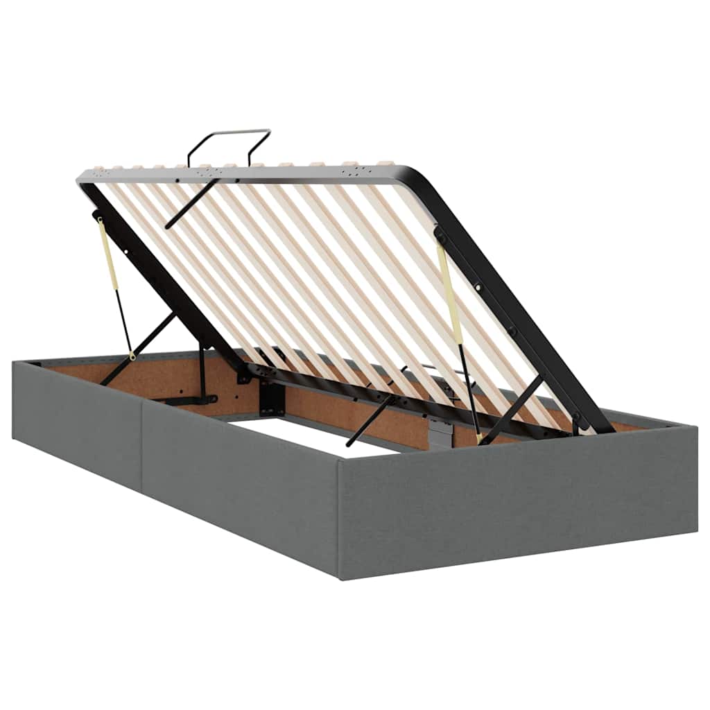 vidaXL Storage Bed with Storage Dark Grey 90 x 190 cm Fabric