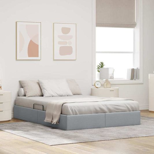 vidaXL Storage Bed with Storage Light Grey 135 x 190 cm Fabric