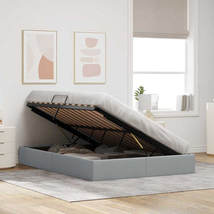 vidaXL Storage Bed with Storage Light Grey 135 x 190 cm Fabric
