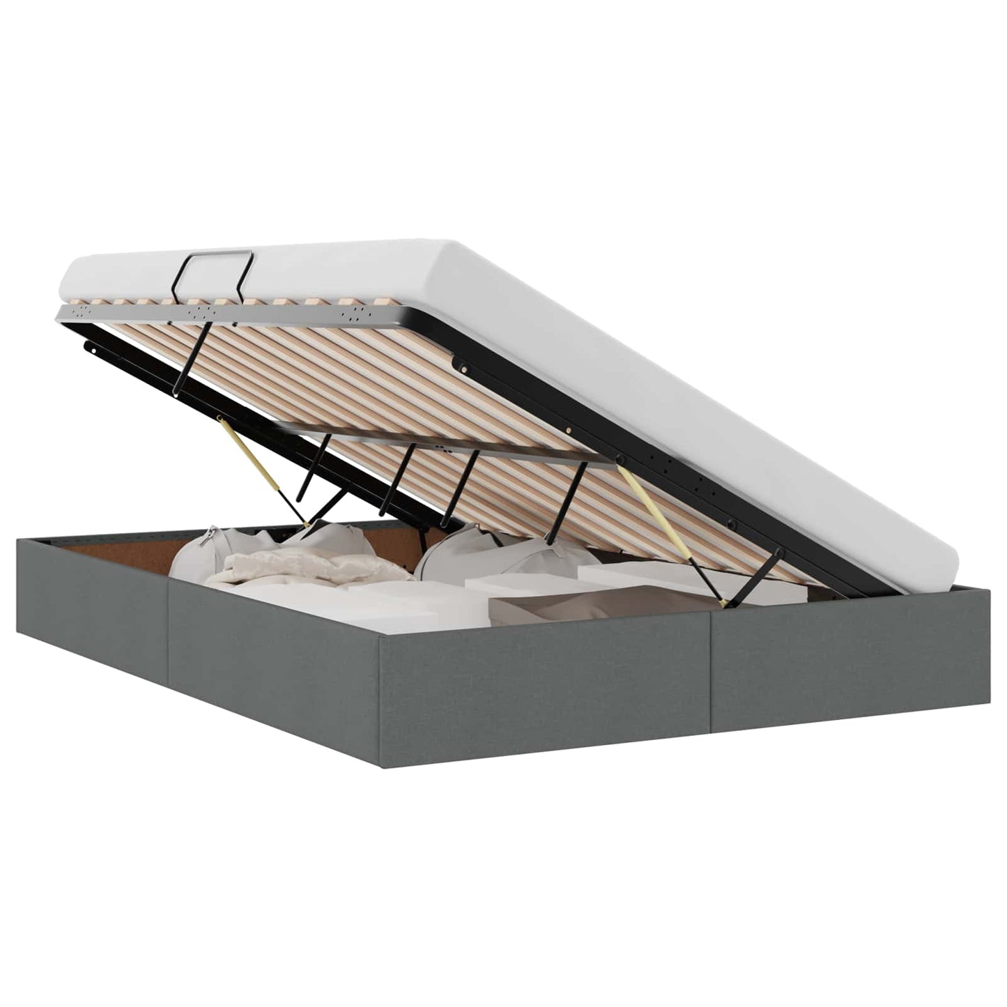 vidaXL Storage Bed with Storage Dark Grey 135 x 190 cm Fabric