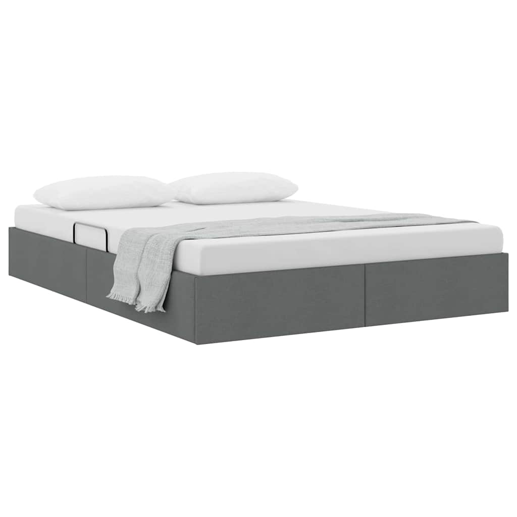 vidaXL Storage Bed with Storage Dark Grey 135 x 190 cm Fabric