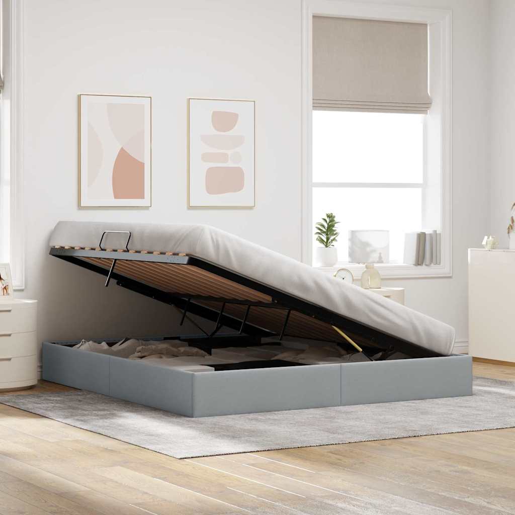 vidaXL Storage Bed with Headboard Light Grey 180 x 200 cm Fabric