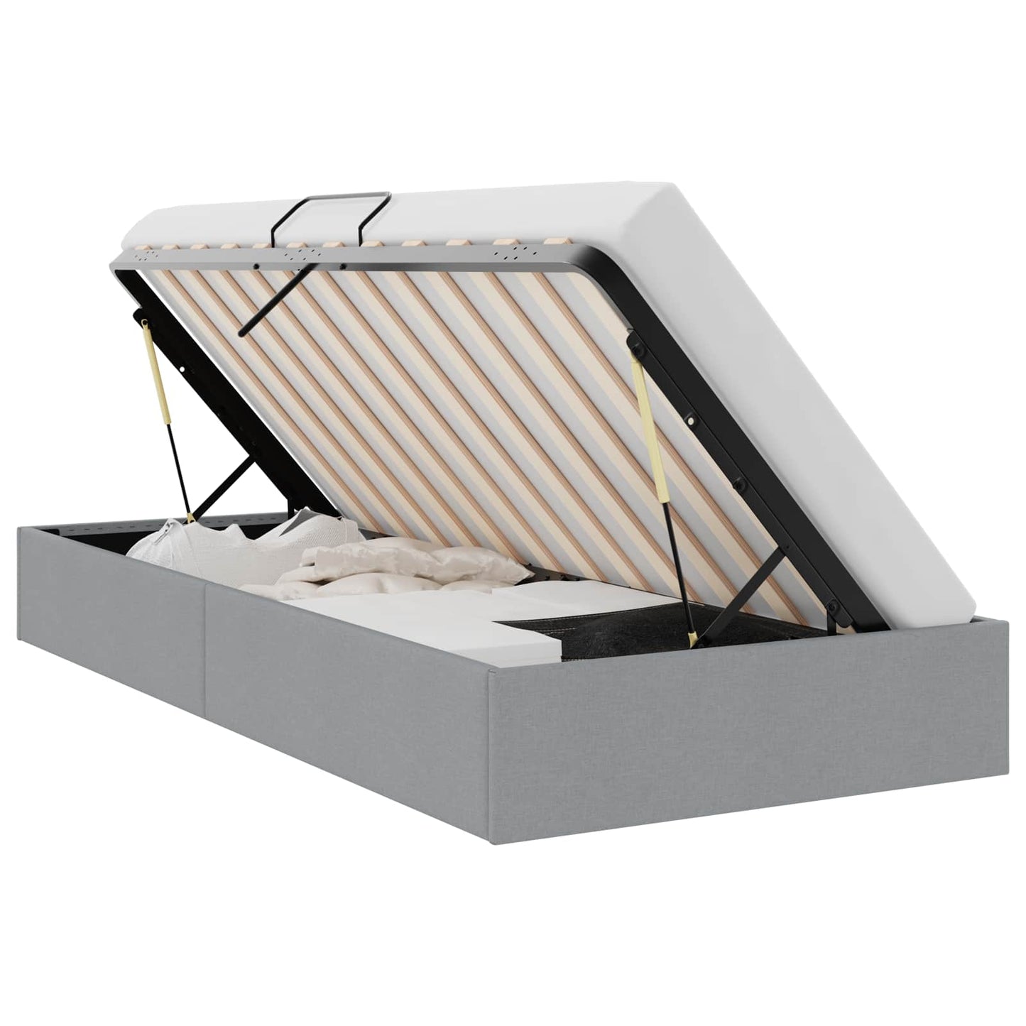vidaXL Storage Bed with Mattress Light Grey 203 x 100 cm Fabric