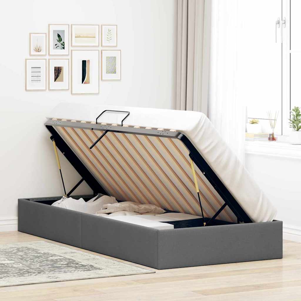 vidaXL Storage Bed with Mattress Dark Grey 203 x 100 cm Fabric