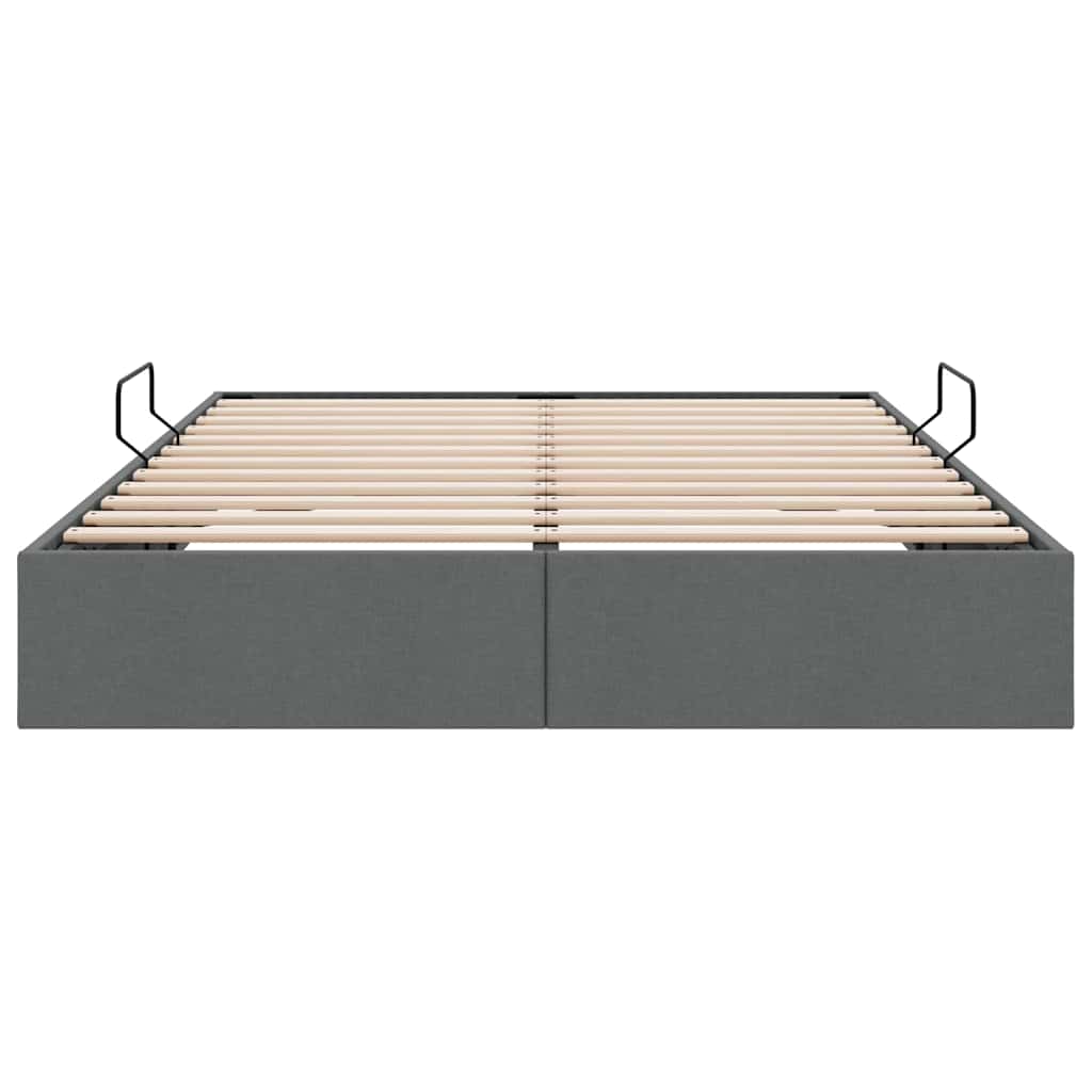vidaXL Storage Bed with Storage Dark Grey 153 x 203 cm Fabric