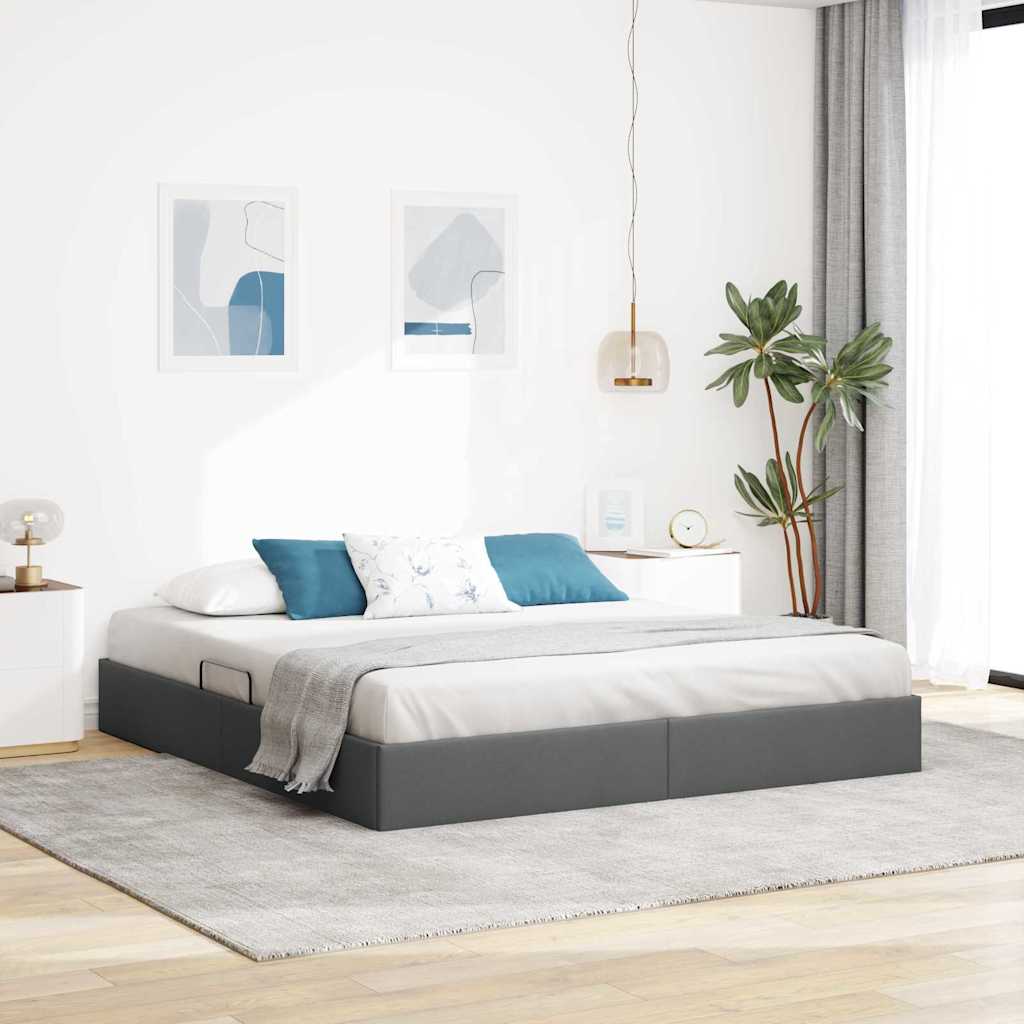 vidaXL Storage Bed with Mattress Dark Grey 193 x 203 cm Fabric