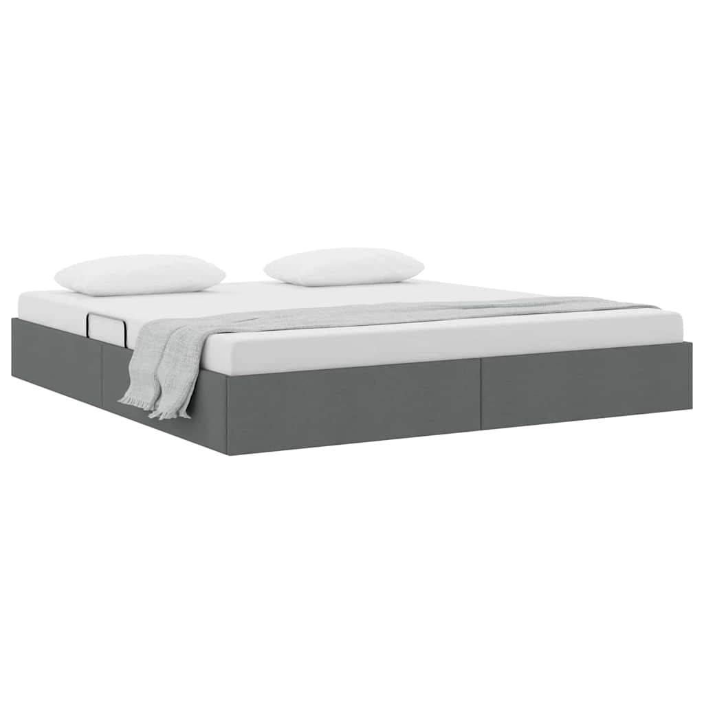 vidaXL Storage Bed with Mattress Dark Grey 193 x 203 cm Fabric