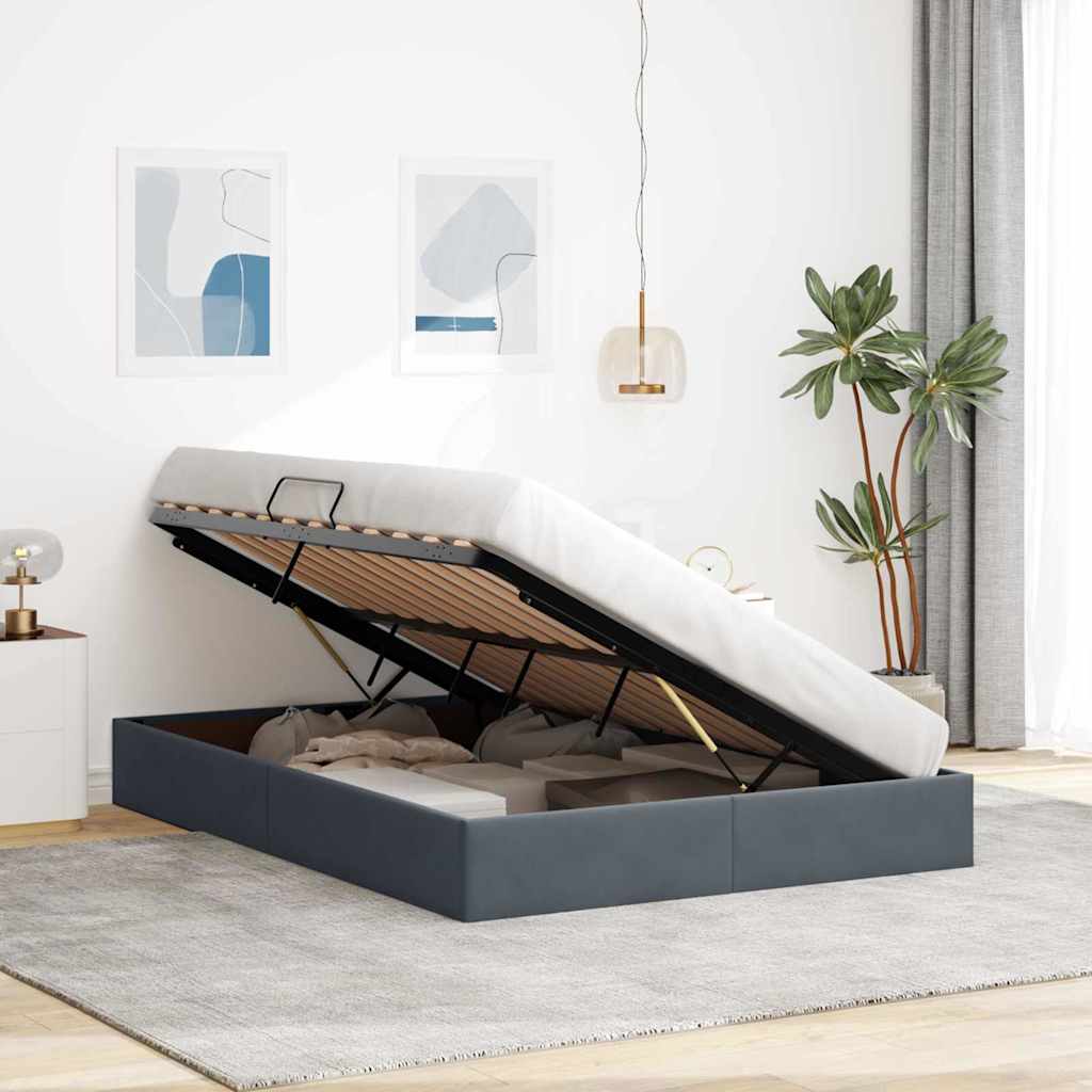 vidaXL Storage Bed with Storage Dark Grey 135 x 190 cm Velvet