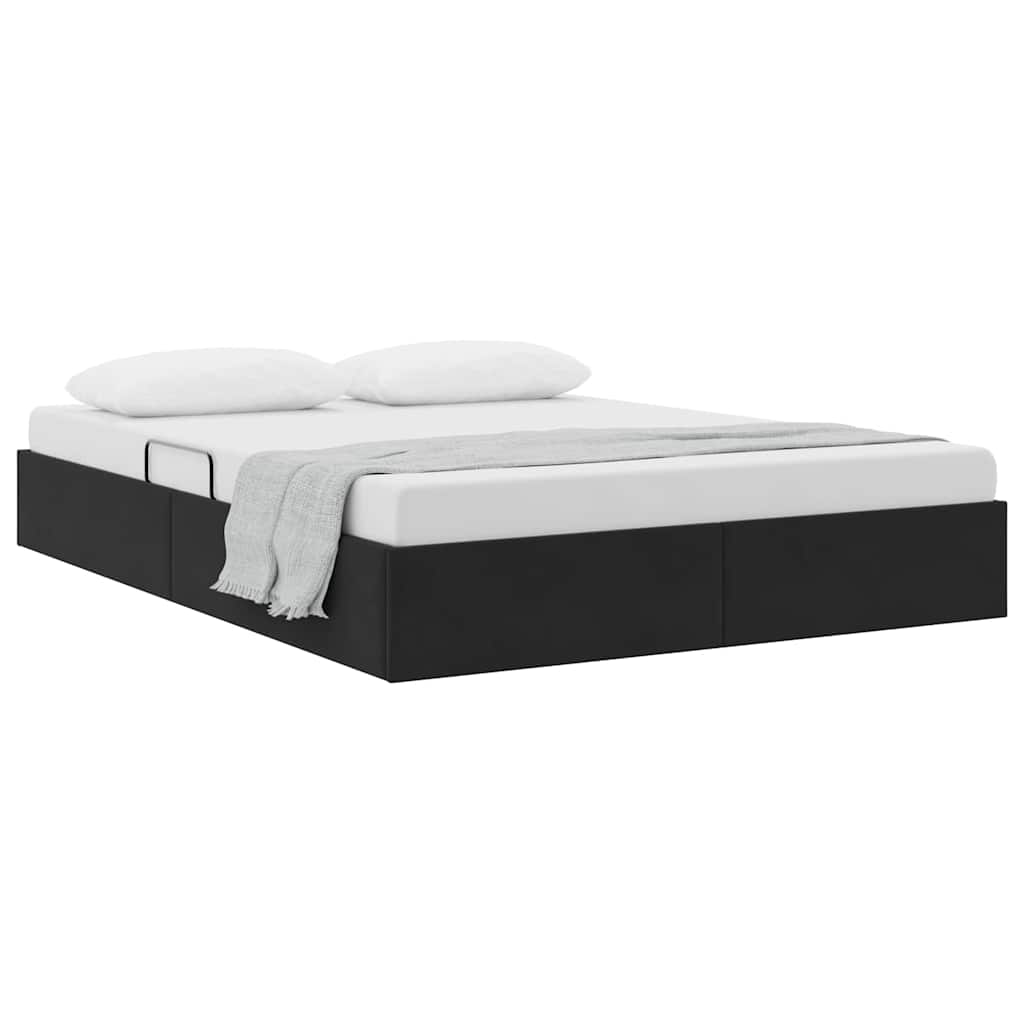 vidaXL Storage Bed with Storage Black 135 x 190 cm Velvet