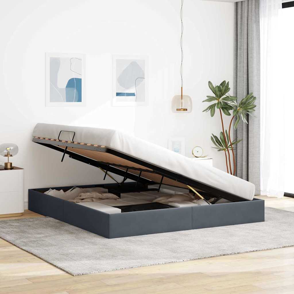 vidaXL Storage Bed with Storage Dark Grey 180 x 200 cm Velvet