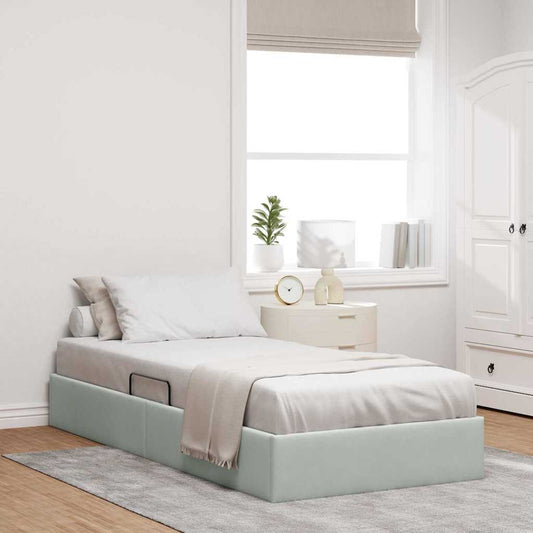 vidaXL Storage Bed with Storage Light Grey 100 x 203 cm Velvet