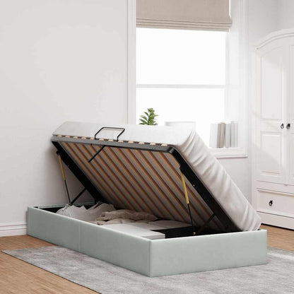 vidaXL Storage Bed with Mattress Light Grey 100 x 203 cm Velvet
