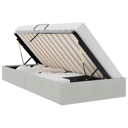 vidaXL Storage Bed with Mattress Light Grey 100 x 203 cm Velvet