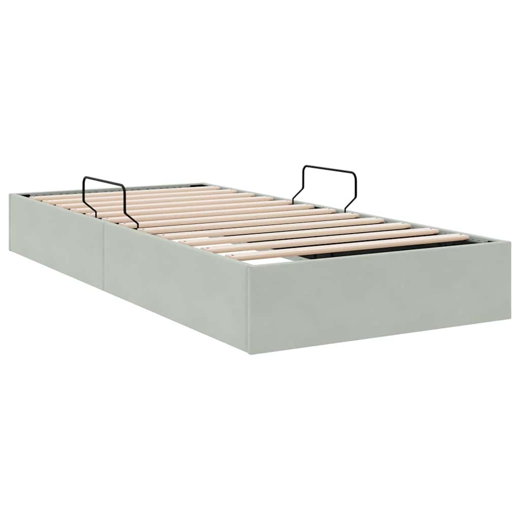 vidaXL Storage Bed with Mattress Light Grey 100 x 203 cm Velvet
