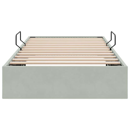 vidaXL Storage Bed with Mattress Light Grey 100 x 203 cm Velvet