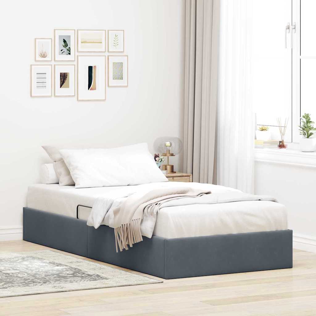 vidaXL Storage Bed with Mattress Dark Grey 100 x 203 cm Velvet