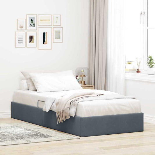 vidaXL Storage Bed with Storage Dark Grey 100 x 203 cm Velvet