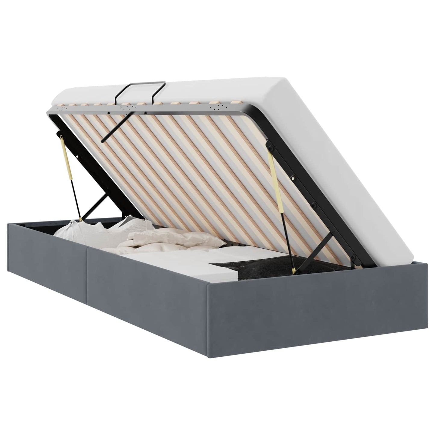 vidaXL Storage Bed with Mattress Dark Grey 100 x 203 cm Velvet