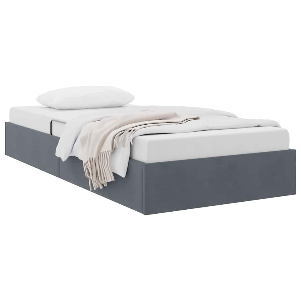 vidaXL Storage Bed with Mattress Dark Grey 100 x 203 cm Velvet