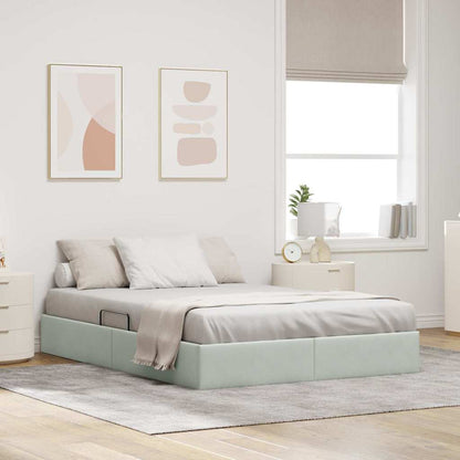 vidaXL Storage Bed with Storage Light Grey 137 x 190 cm Velvet