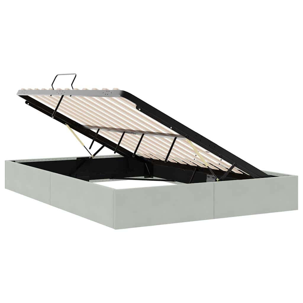 vidaXL Storage Bed with Storage Light Grey 137 x 190 cm Velvet