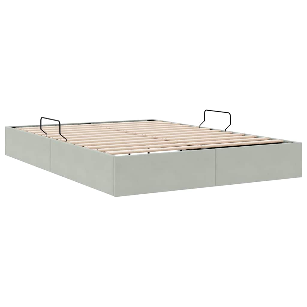 vidaXL Storage Bed with Storage Light Grey 137 x 190 cm Velvet