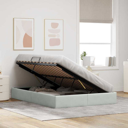 vidaXL Storage Bed with Storage Light Grey 153 x 203 cm Velvet