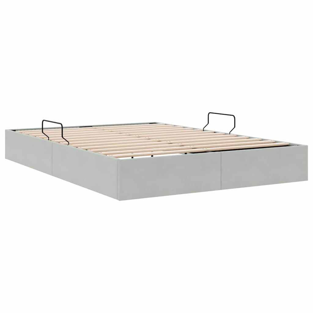 vidaXL Storage Bed with Storage Light Grey 153 x 203 cm Velvet