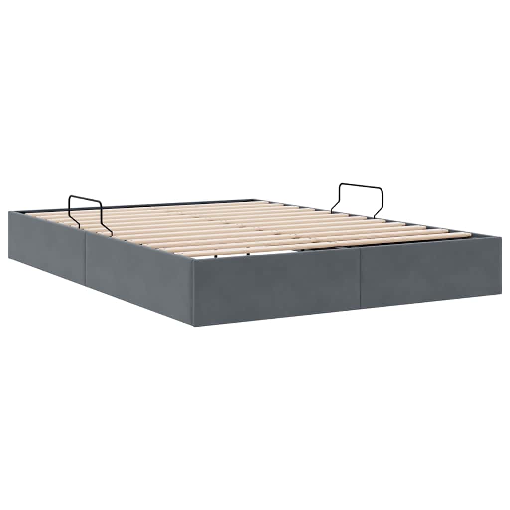 vidaXL Storage Bed with Mattress Dark Grey 153 x 203 cm Velvet