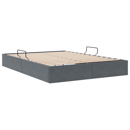 vidaXL Storage Bed with Mattress Dark Grey 153 x 203 cm Velvet