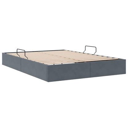 vidaXL Storage Bed with Mattress Dark Grey 153 x 203 cm Velvet