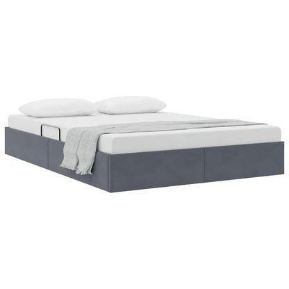 vidaXL Storage Bed with Mattress Dark Grey 153 x 203 cm Velvet