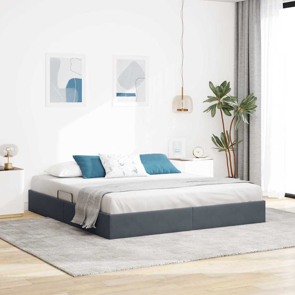 vidaXL Storage Bed with Storage Dark Grey 193 x 203 cm Velvet