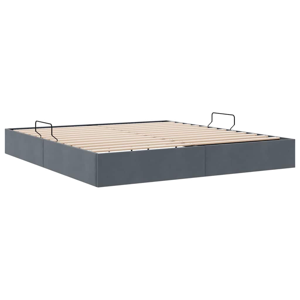 vidaXL Storage Bed with Storage Dark Grey 193 x 203 cm Velvet
