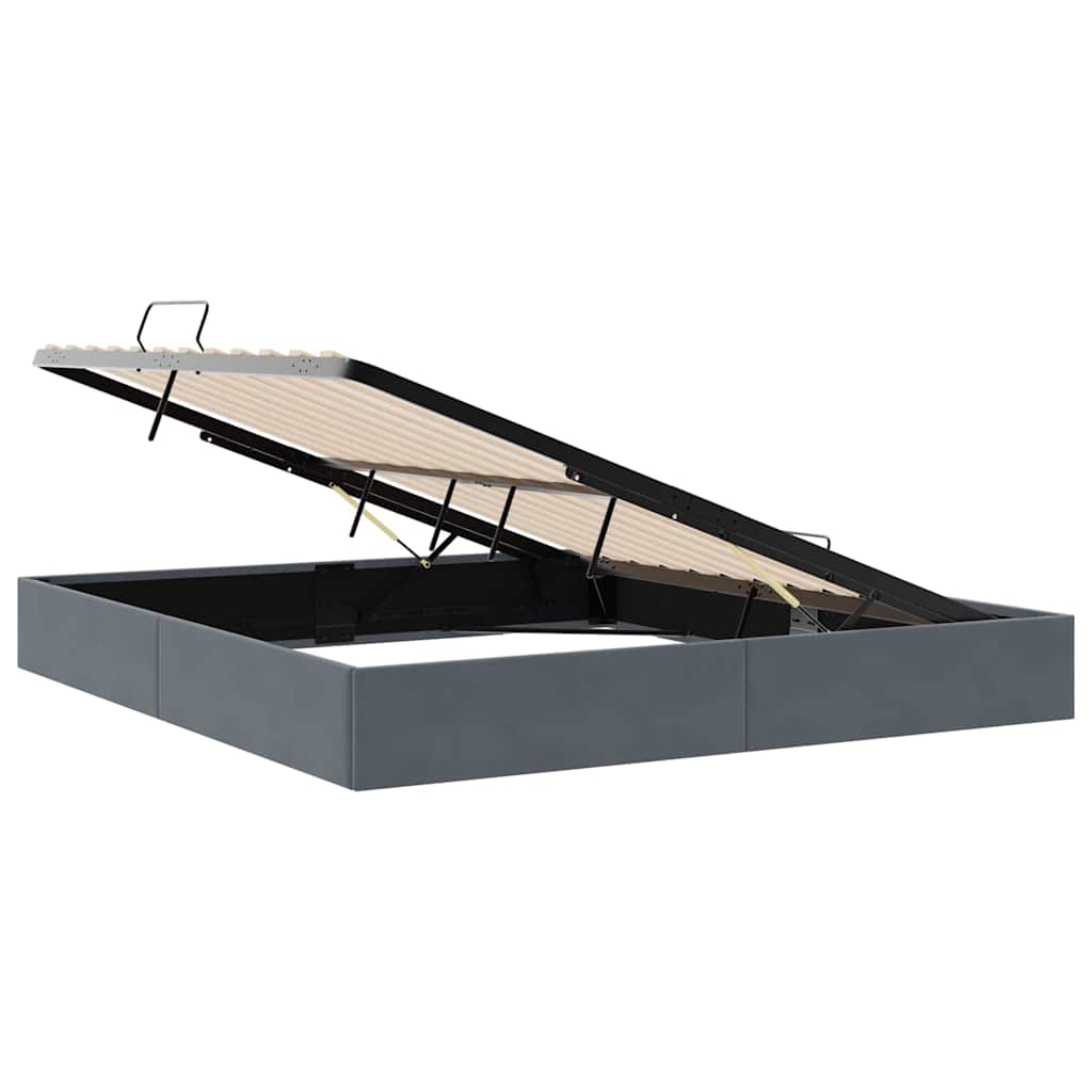 vidaXL Storage Bed with Storage Dark Grey 193 x 203 cm Velvet