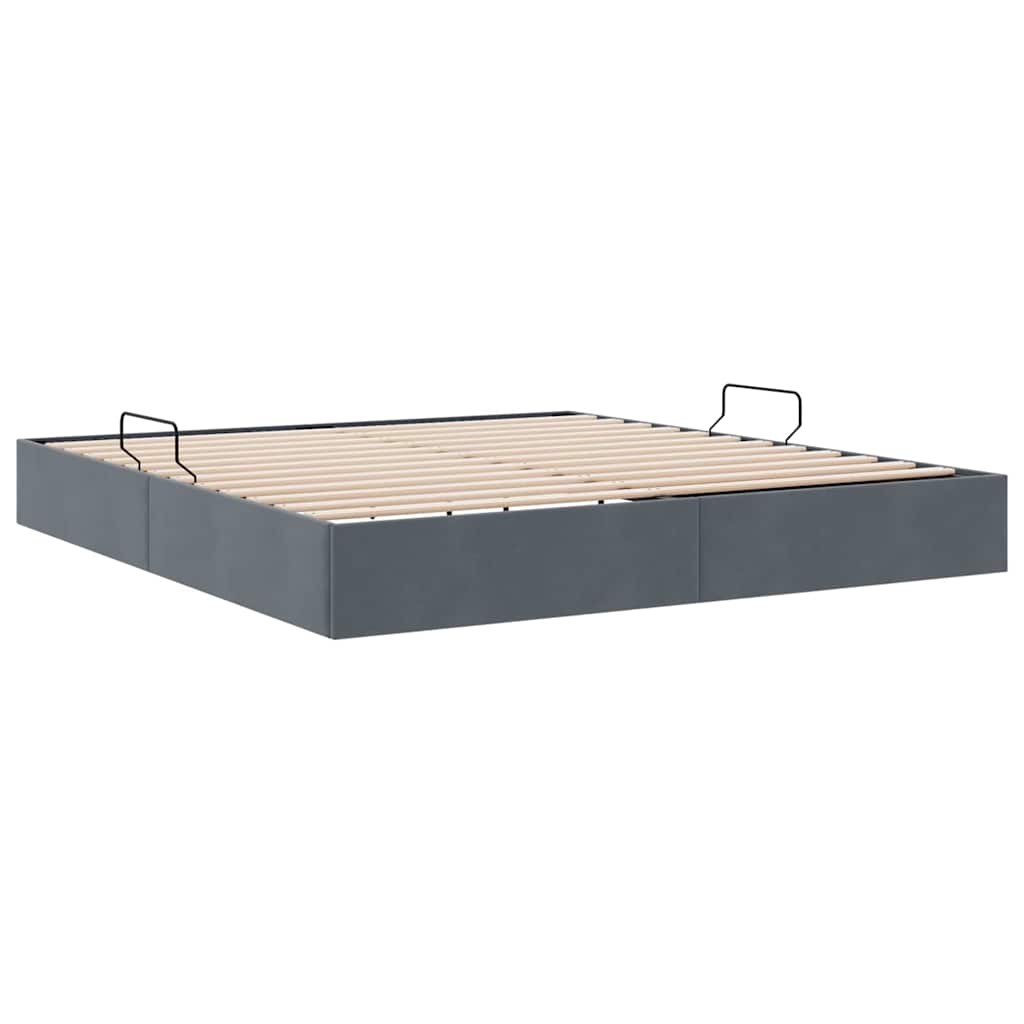 vidaXL Storage Bed with Storage Dark Grey 193 x 203 cm Velvet