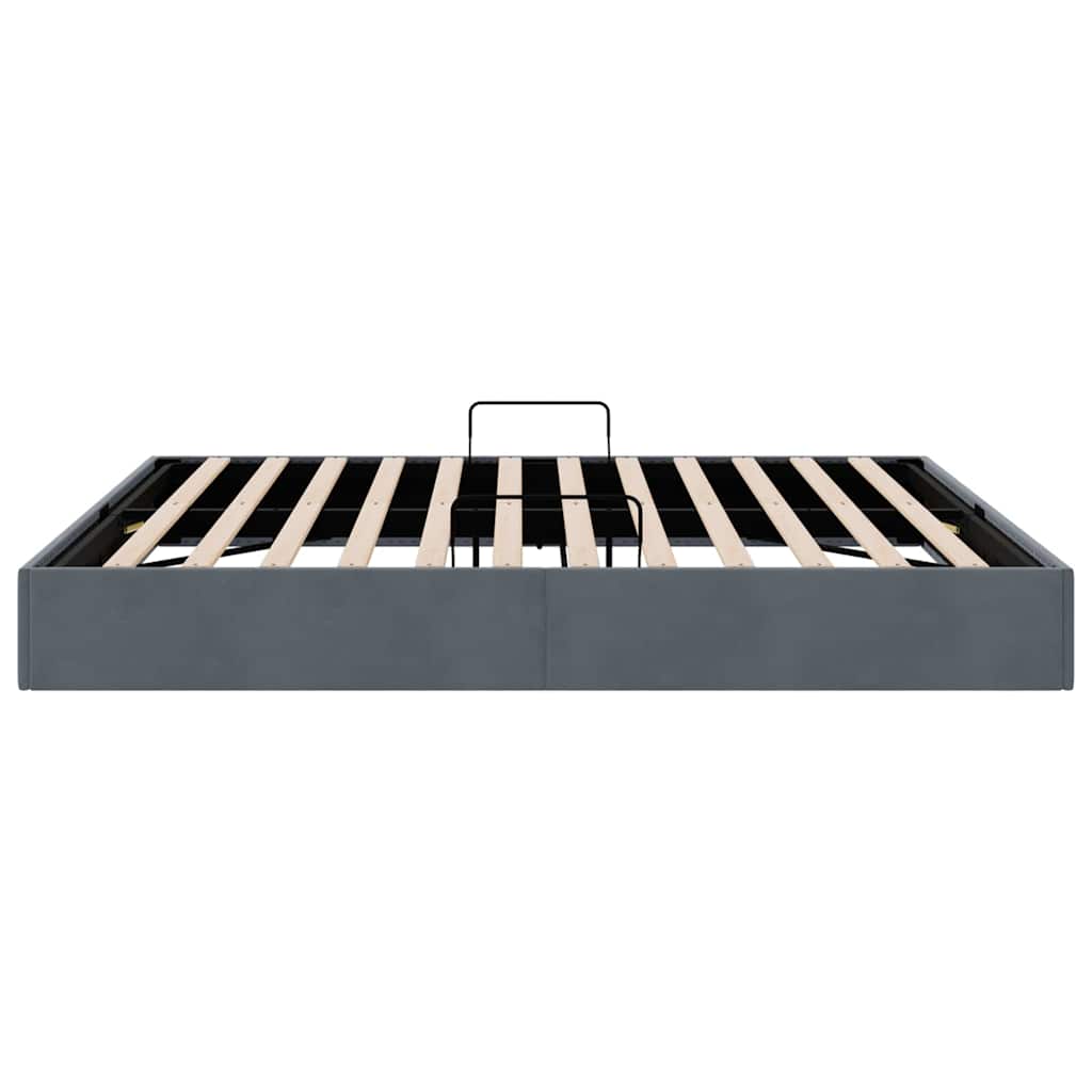 vidaXL Storage Bed with Storage Dark Grey 193 x 203 cm Velvet
